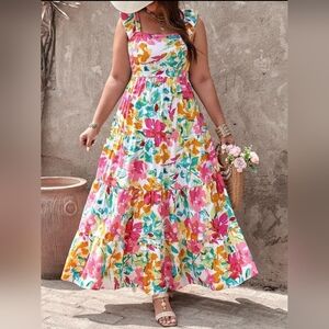 SHEIN Colorful Floral Maxi Dress